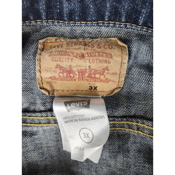 Levi Strauss Denim Jacket Child 3X Regular Blue Jean Classic Red Tab Snap Front - Picture 4 of 10